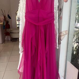 VESTIDO MAGENTA TUL CAPITAS TALLE XG