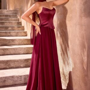 VESTIDO BORDO CORSET LISO ABAJO TALLE G