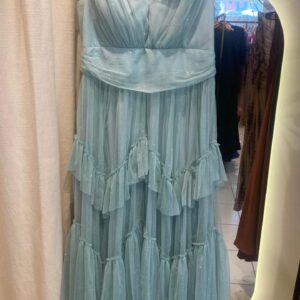 VESTIDO VERDE AGUA BRILLITOS CAPITAS TALLE G