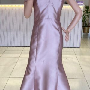 VESTIDO ROSA VIEJA MANGAS CAIDAS TALLE M