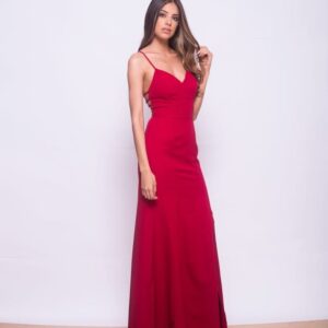 VESTIDO ROJO 3 TIRAS EN ESPALDA TALLE XP (LIQUIDADO)
