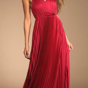 ALQUILER VESTIDO BORDO PLIZADO TALLE G