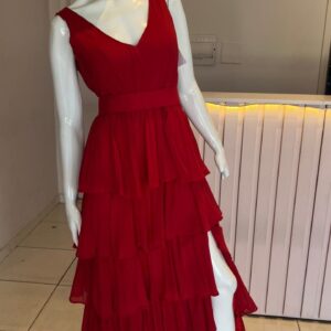 ALQUILER VESTIDO ROJO CAPITAS CON CINTO TALLE M