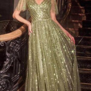 ALQUILER VESTIDO VERDE  LENTEJUELAS TALLE XG