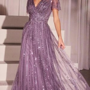 ALQUILER VESTIDO LAVANDA LENTEJUELAS TALLE G
