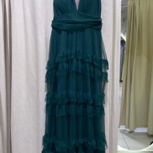 ALQUILER VESTIDO VERDE TUL CAPITAS TALLE G