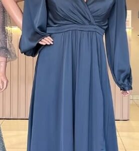 ALQUILER VESTIDO GRIS MANGAS LARGAS TALLE XG