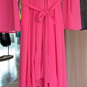 ALQUILER VESTIDO FUCSIA MANGAS LARGAS MIDI TALLE M