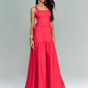 ALQUILER VESTIDO ROJO MOÑO ATRAS TALLE P