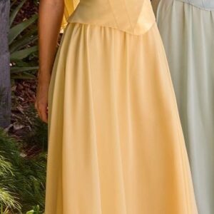 ALQUILER VESTIDO AMARILLO CORSET LISO ABAJO TALLE P
