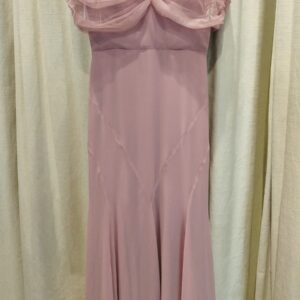 ALQUILER VESTIDO ROSA GASA DETALLES TUL TALLE M