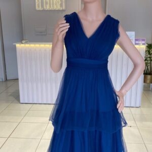 ALQUILER VESTIDO AZUL MARINO TUL CAPAS TALLE M