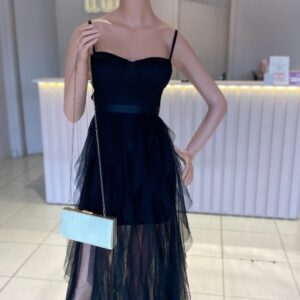 ALQUILER VESTIDO NEGRO TUL CAPITAS TALLE XP