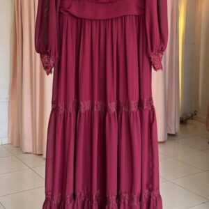 ALQUILER VESTIDO BORDO MANGAS LARGAS TALLE G