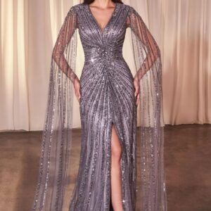 ALQUILER VESTIDO LILA BORDADO MANGAS SUELTA TALLE XG