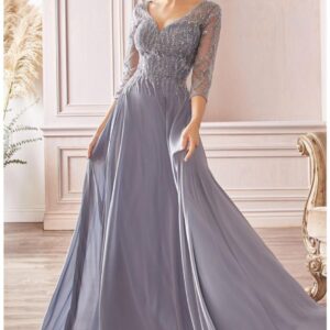 ALQUILER VESTIDO GRIS LENTEJUELAS ARRIBA TALLE XG