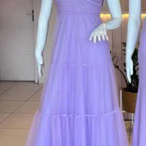 ALQUILER VESTIDO LAVANDA TUL TIRAS TRENZA TALLE M