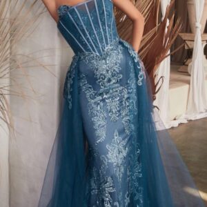ALQUILER VESTIDO CELESTE TIPO CORSET TALLE M