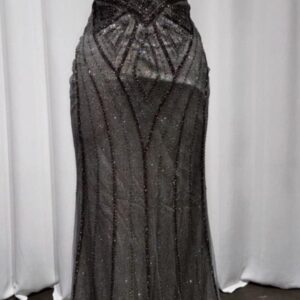 ALQUILER VESTIDO GRIS BRILLOSO TALLE M
