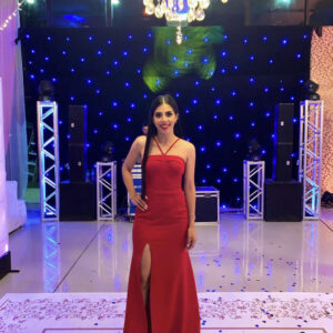 ALQUILER VESTIDO ROJO TIRAS EN CUELLO TALLE XP
